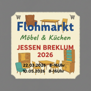 FireflyGeminiFlasherstelle ein plakat 🛒 Flohmarkt Möbel Küchen Jessen Breklum 2026 🛒 22032026 8 125849 | NORDISCH LIFESTYLE Firefly GeminiFlash erstelle ein plakat 🛒 Flohmarkt Möbel Küchen Jessen Breklum 2026 🛒 22032026 8 125849