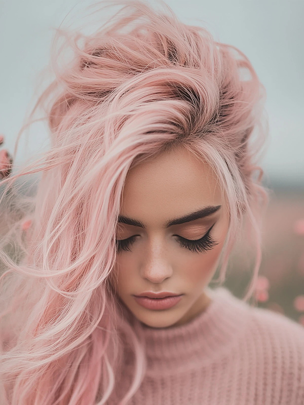 pink-hair-with-sweater