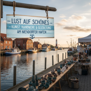 Firefly_GeminiFlash_🌊 Lust auf Schönes Kunst Handwerk Gestaltung Niendorfer Hafen 🌊 erstelle ein B 509856