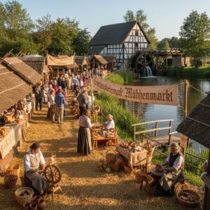 Firefly_Kunsthandwerkermarkt🌾 Traditioneller Trittauer Mühlenmarkt Am Mühlenteich 🌾erste 362492