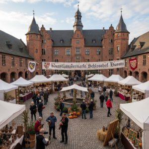 Firefly_🏰 Kunsthandwerkermarkt auf dem Schlosshof Husum 🏰 erstelle ein Foto im JPG Format 362492
