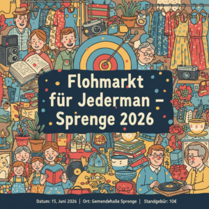 FireflyGeminiFlasherstelle ein plakat 🎯 Flohmarkt für Jedermann Sprenge 2026 🎯 819687 | NORDISCH LIFESTYLE Firefly GeminiFlash erstelle ein plakat 🎯 Flohmarkt für Jedermann Sprenge 2026 🎯 819687
