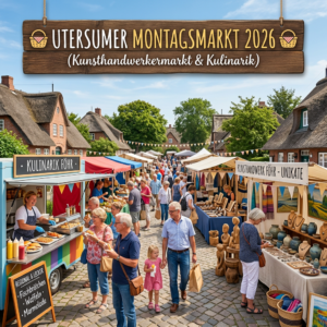 Firefly_GeminiFlash_🧺 Utersumer Montagsmarkt 2026 🧺 Kunsthandwerkermarkt Kulinarik erstelle ein Bil 480338